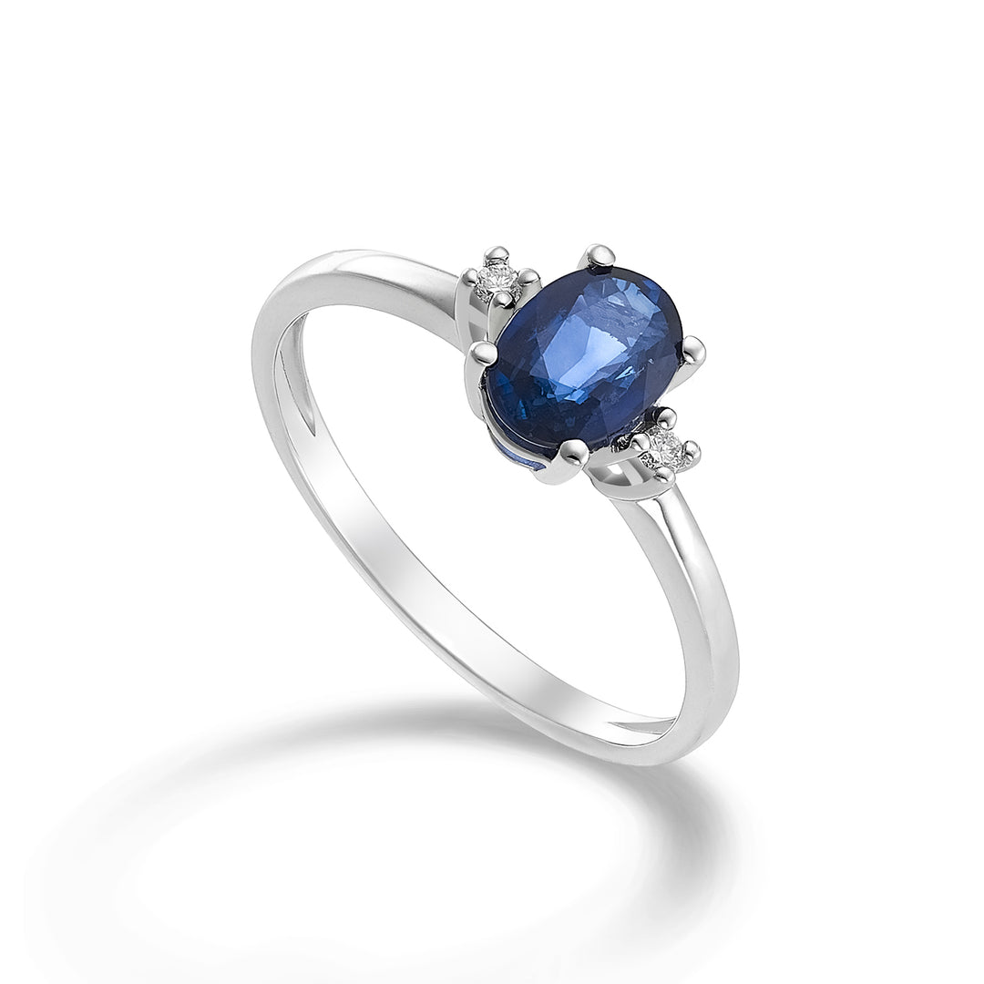 Mikiko 一颗 9k 蓝宝石 n.椭圆形 7x5 ct.0.80 直径ct.0,03 MA5073R4ZFN