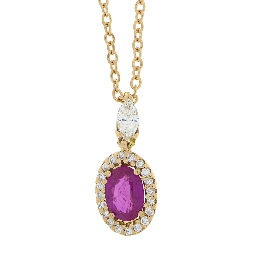 Golay 6x4 oválný rubínový náhrdelník s diamantovým obrysem GRB200RU-22327110036