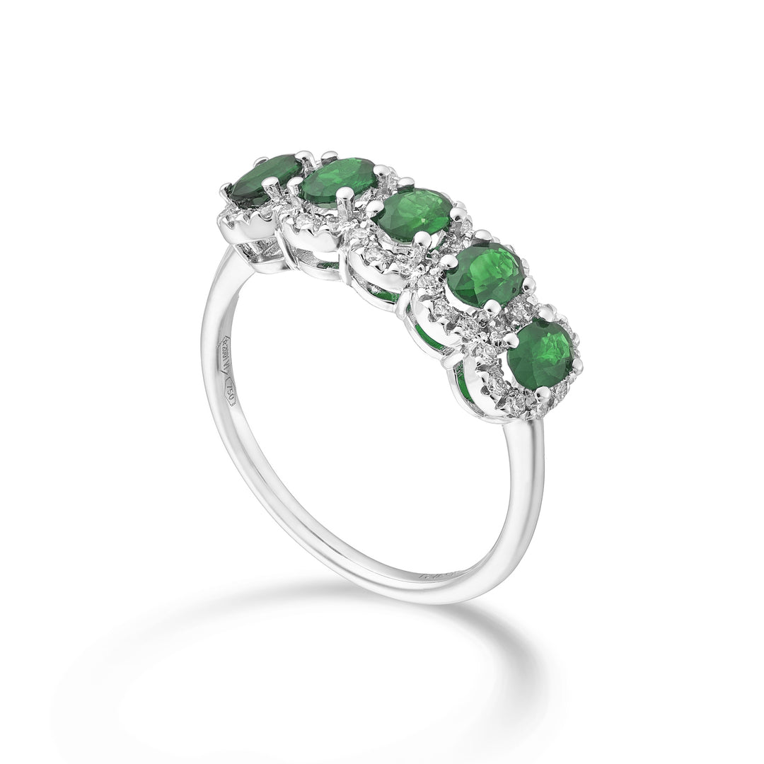 Nihama a 18k 5 oválných smaragdových kamenů 4x3ct. 0,75 průměr 0,24 ct NA5195O4BE43