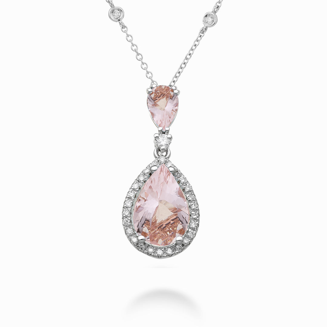 Golay kaulakoru drop morganite 8x6 ja 6x4 ja timantit PCLC209DMO68-23250110100