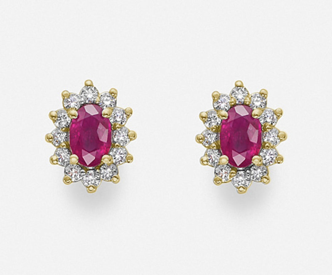 Nihama ou rubis 18 carats n. ovale 6x4 ct.0,92 diam. Or jaune 0,46 ct NO5030O1RBN092