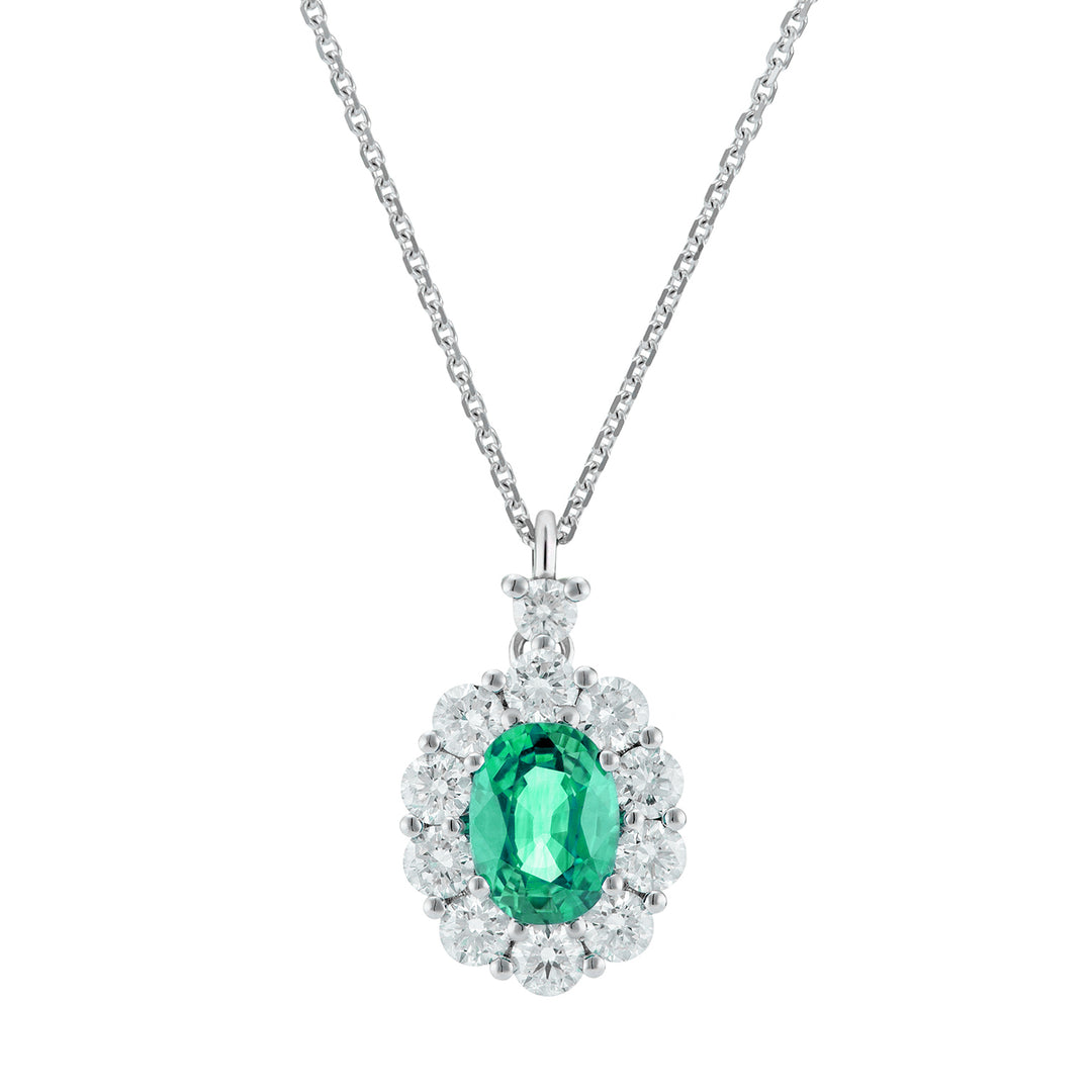 Colier cu smarald oval Golay 7x5 și contur de diamant PCL045DISM1-26111110424