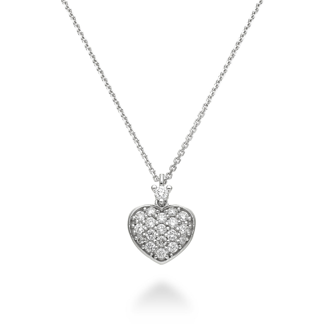 Mikiko cl 18k 0,22 ct kuppelhjerte størrelse 2 hvitt gull katt. hvit MD5093O4BR022-2