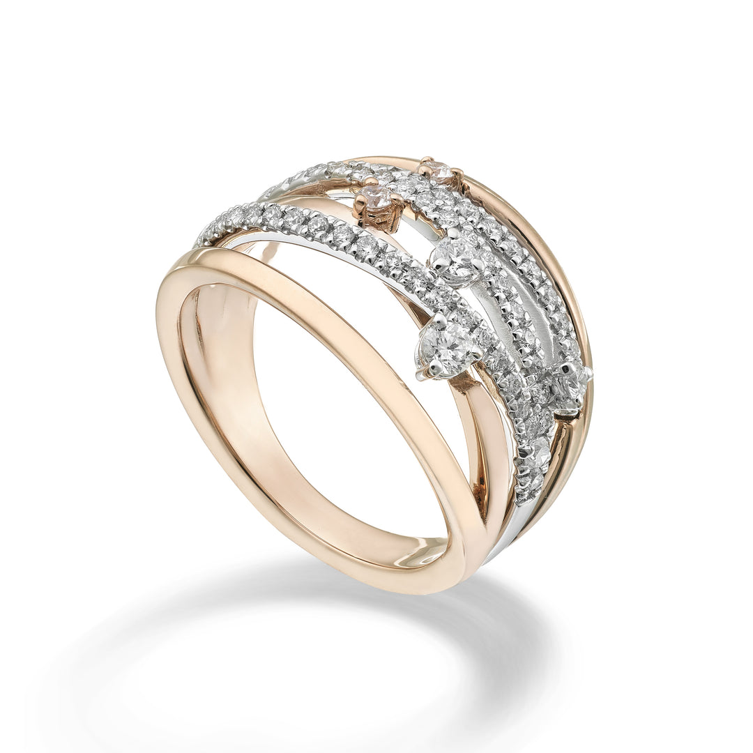 Golay-Diamantring sechs Reihen vertieft, glatt und gepunktet AMF7952DBR-25353110017