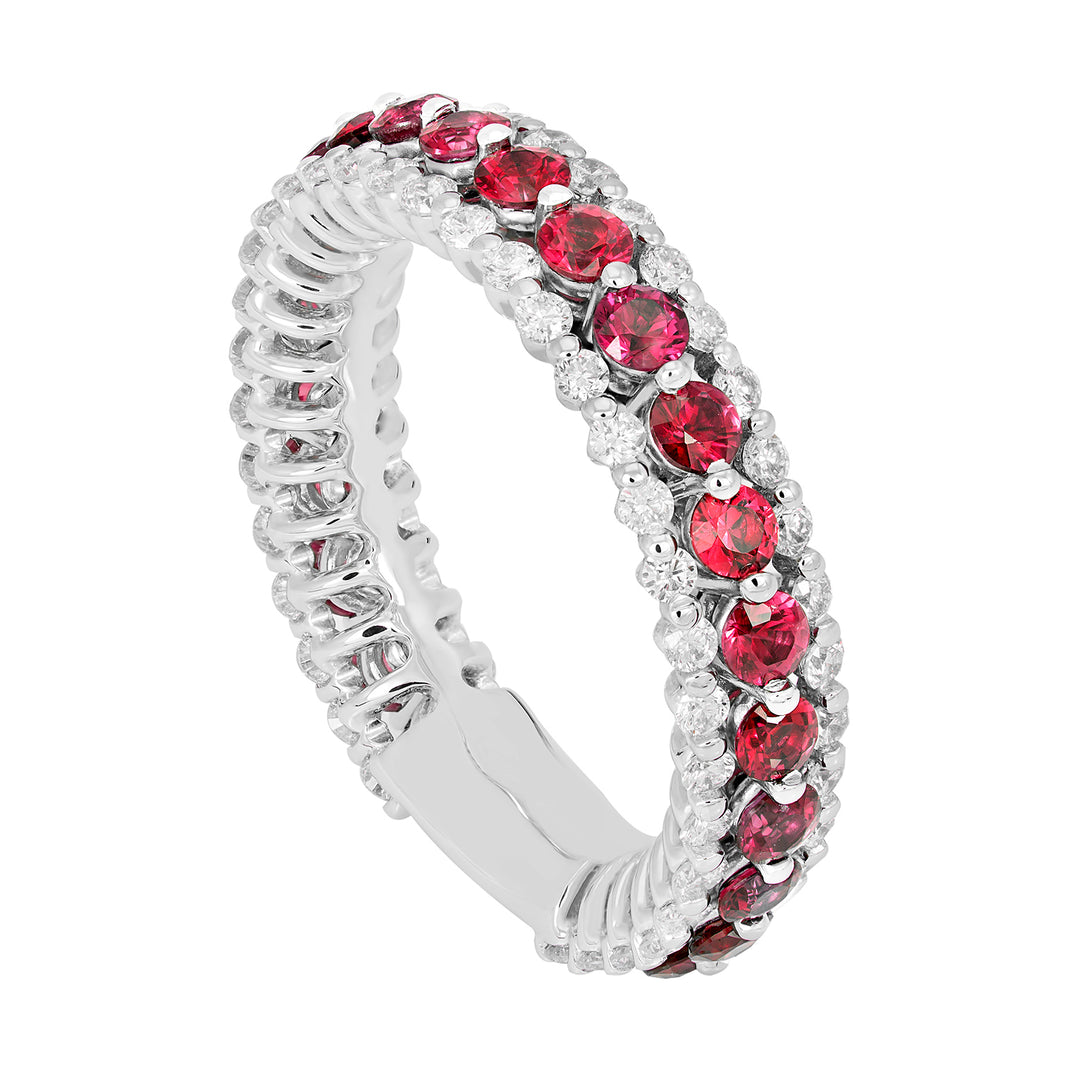 Golay flerradsring 3 rader diamanter och rubiner ABE1034-0523R-11334110007