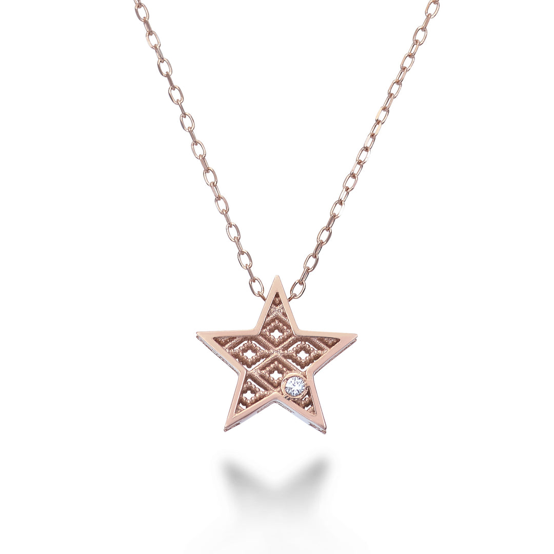 Mikiko cl 18k ροζ χρυσό αστέρι διάμ. ct.0,01 MDSTELLAO3