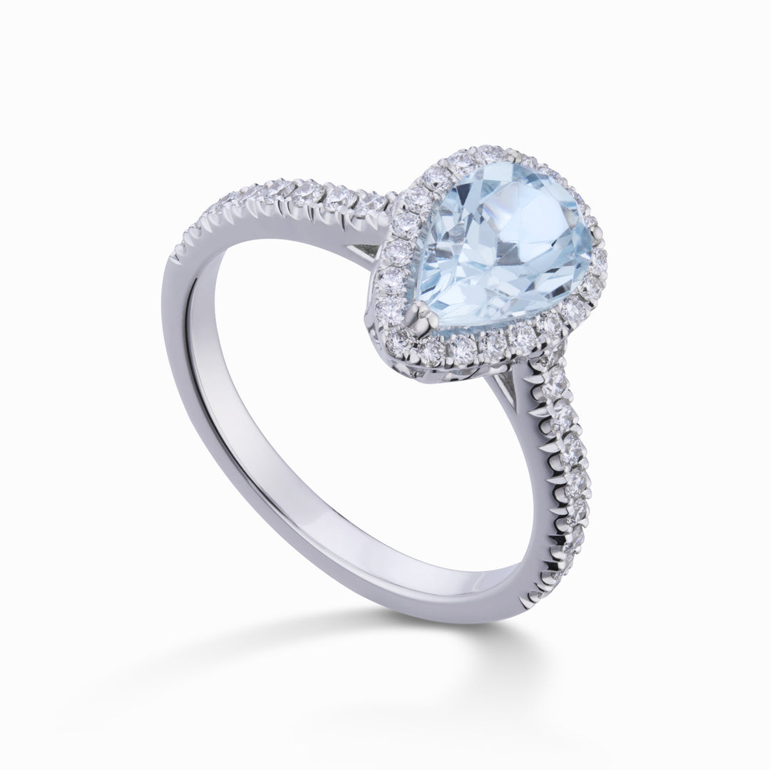 World Diamond Group gyűrű akvamarin csepp 9x6 és gyémánt ACLC090DIAQ1-21214110020
