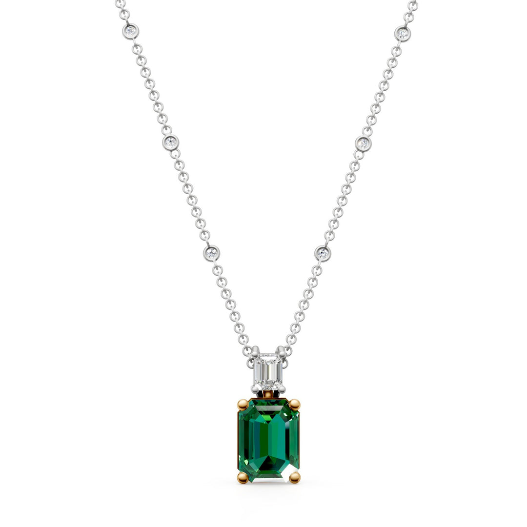Pendentif Golay oct émeraude 9x7 et maillon compteur émeraude PCL465DSM97-25064110253