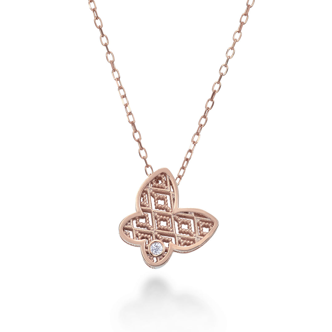 Nihama cl mariposa en oro rosa de 18k diam. ct.0,01 NDFARFO3