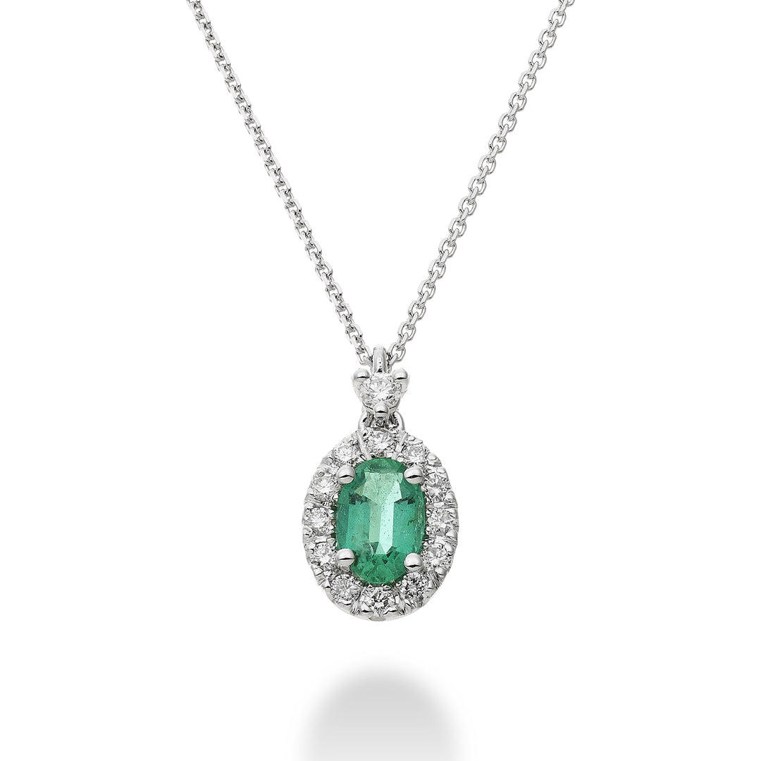 5x4 oval zümrüt uçlu ve pırlantalı Golay kolye PCL122DISM45-22243110020