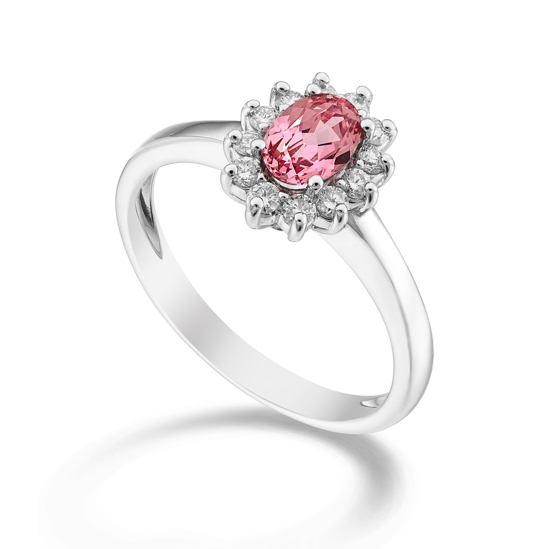 Mikiko ένα οβάλ ροζ ζαφείρι 18 καρατίων 6x4 ct.0,60 διάμ. ct.0.23 MA5093O4ZFRP