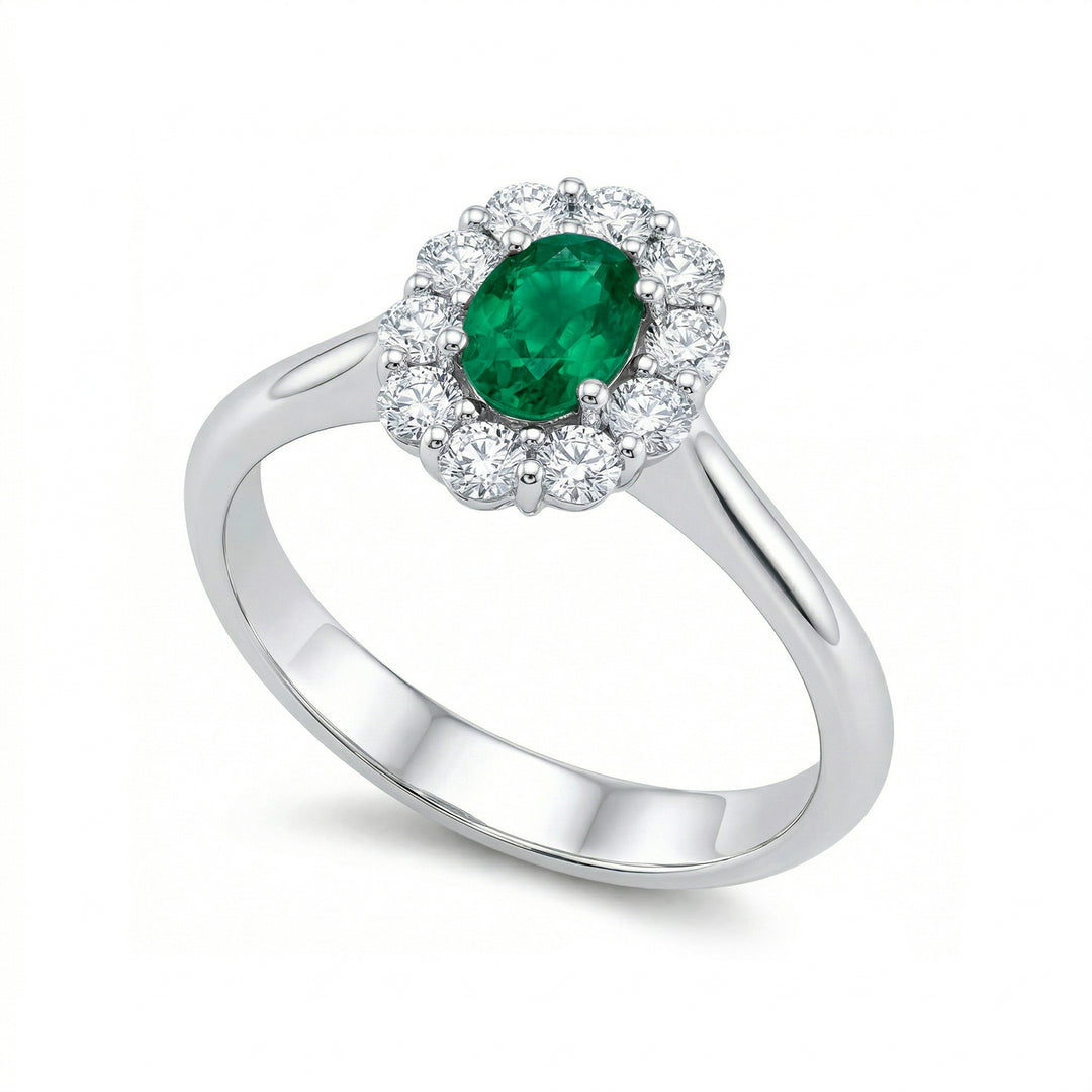 Inel oval de smarald Golay 6x4 și diamante ACL042DISM-26078110214