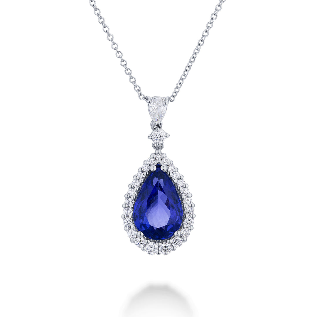 Golay tanzanite halsband 13x9 teardrop och diamanter med PCL097DITZ1-21280110094