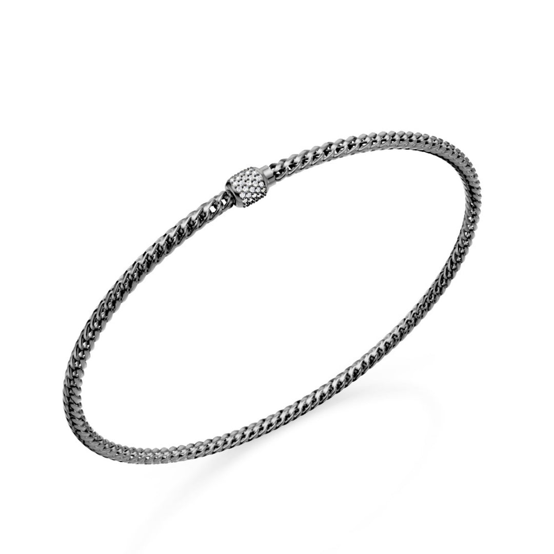 Golay zachte gebogen schakelarmband, in 18kt zwart goud en gezette sluiting met diamanten, 18,5 cm GBR003O6DIBI060-185
