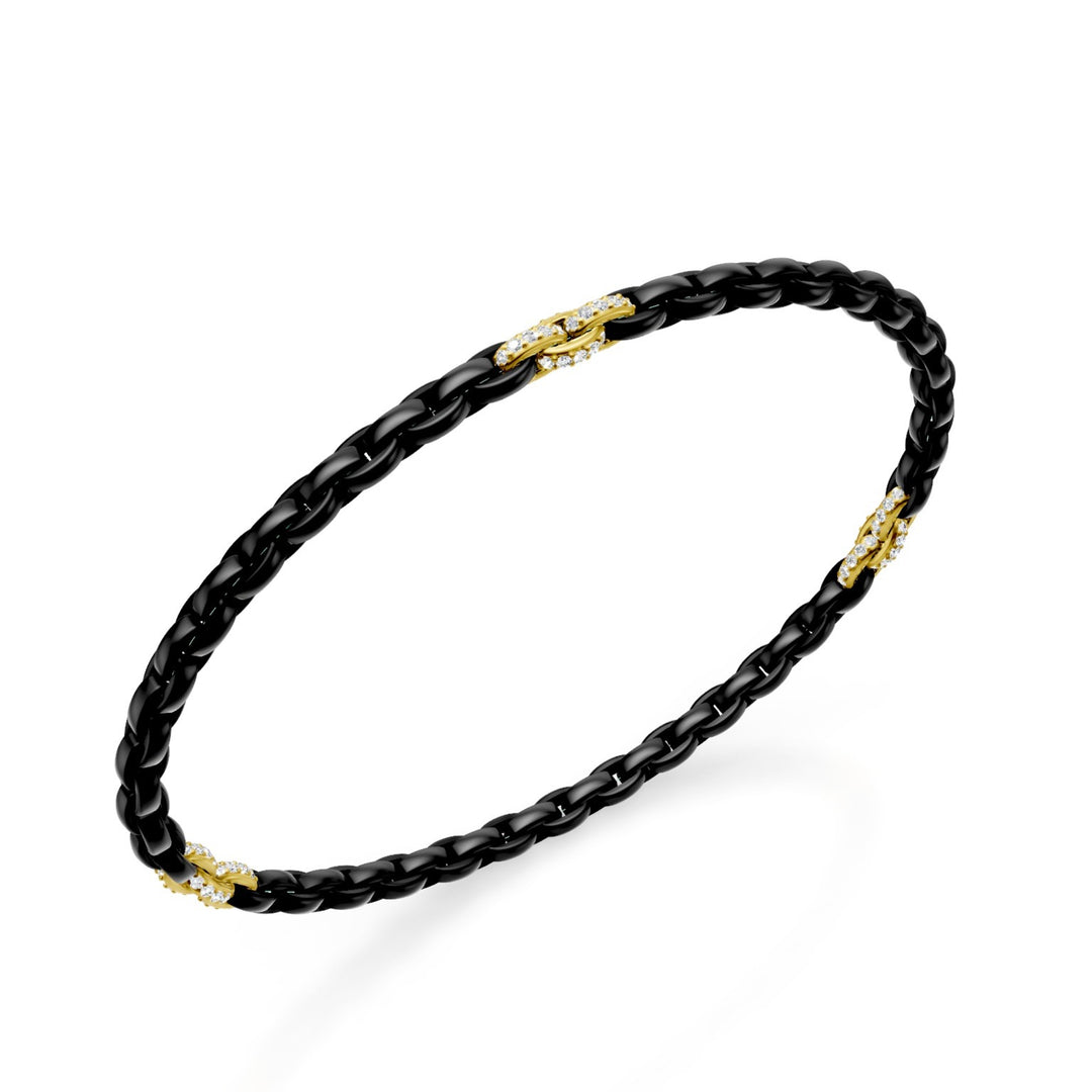 Pulsera Golay de titanio negro, con 9 inserciones de pavet en oro amarillo de 18 quilates, eslabón ovalado, 17,5 cm GBR034E9O1DINE-175