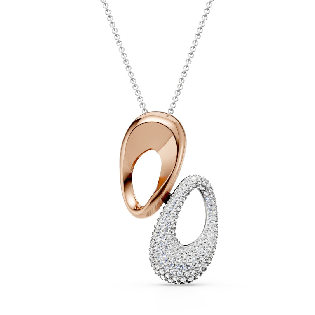 Collier pendentif Golay bicolore blanc et rose avec pavé&