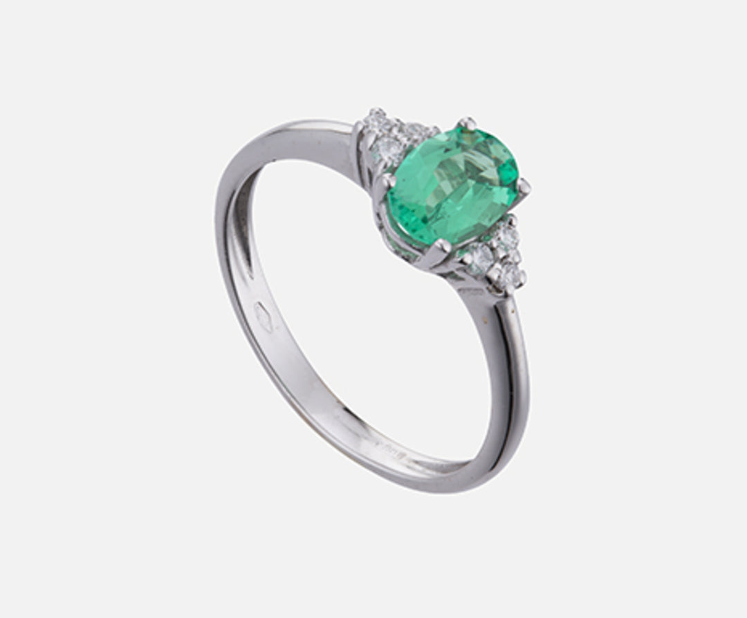Nihama an 18k emerald n. οβάλ 7x5 ct. 0,69 διάμ. ct. 0,09 NA5112O4SMN069