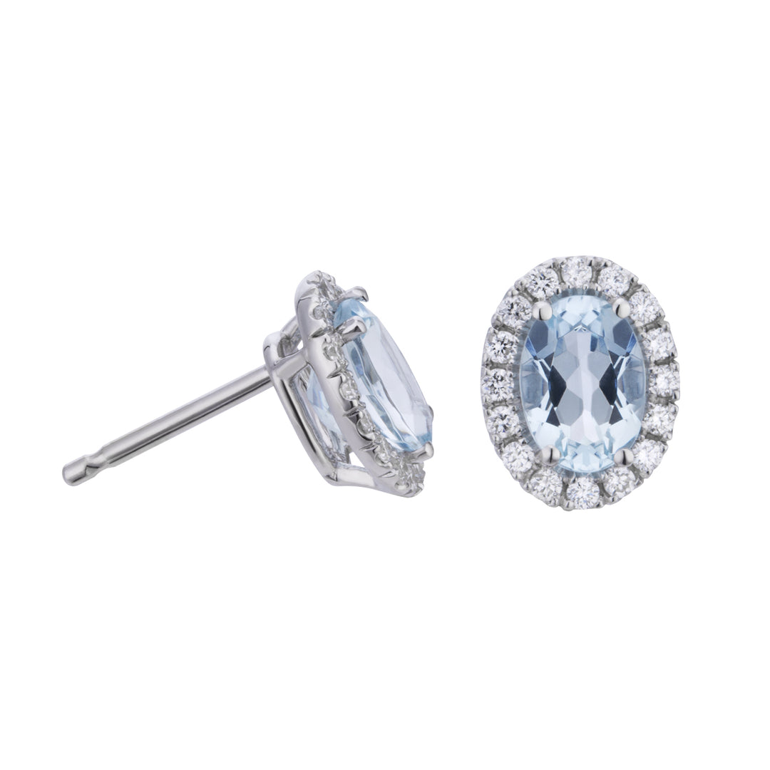 World Diamond Group Pendientes ovalados de aguamarina y diamantes 7x5 OCL070DIAQ3-23165110038