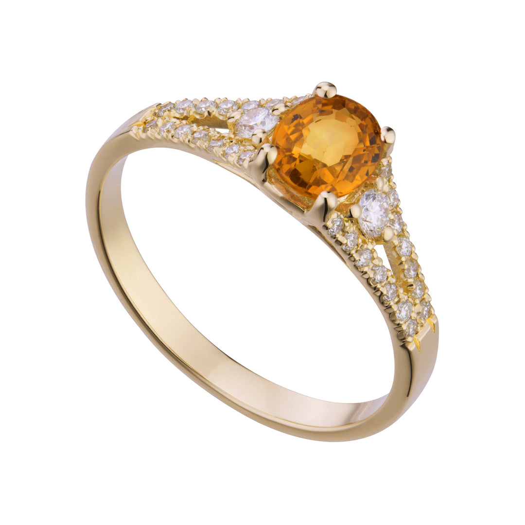 Bague Golay avec saphir jaune ovale 5x6 et tige encastrée ACL204DIZY-21286110048