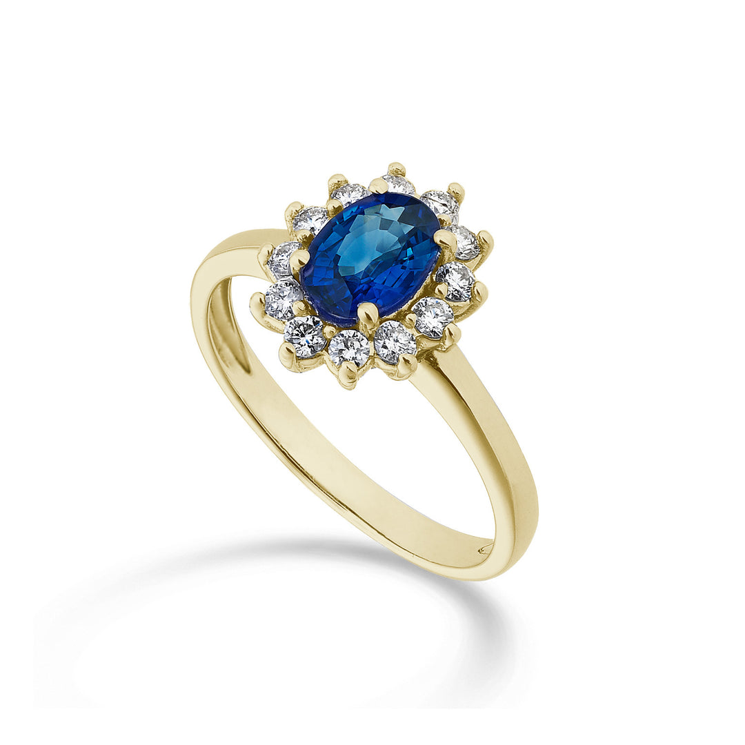 Mikiko en 18k safir n. oval 7x5 ct.0,95 diam. 0,30 ct gult guld MA5094O1ZFN095