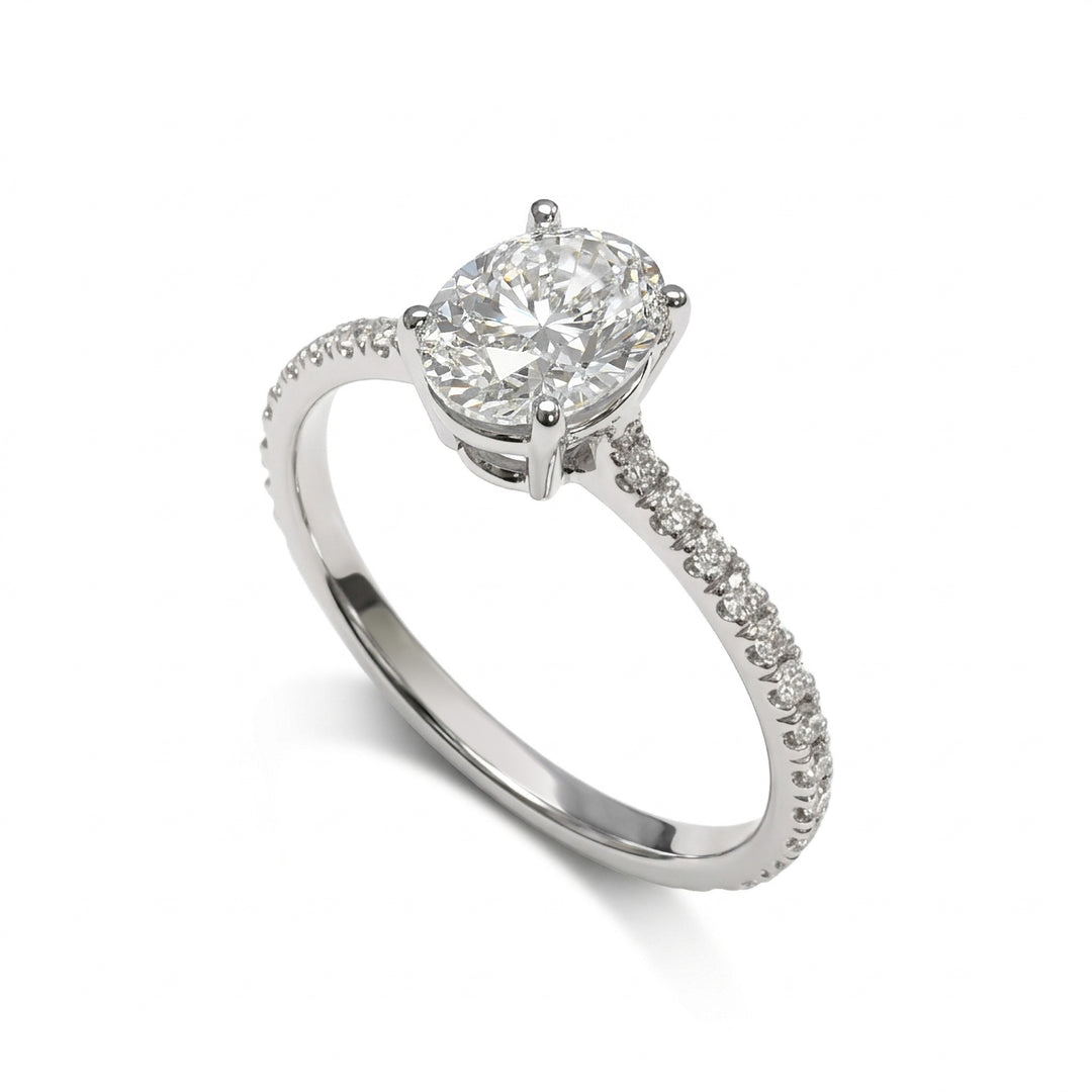 Golay oval pırlanta tektaş yüzük, gömme saplı ASL808D-26014110168