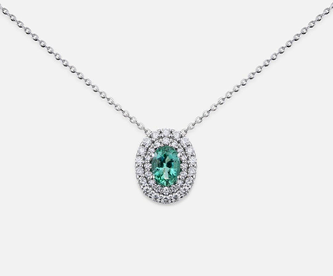 Mikiko cl 18k emerald n. οβάλ 6x4 ct.0.38 dia ct.0.33 MD5061O4SMN038