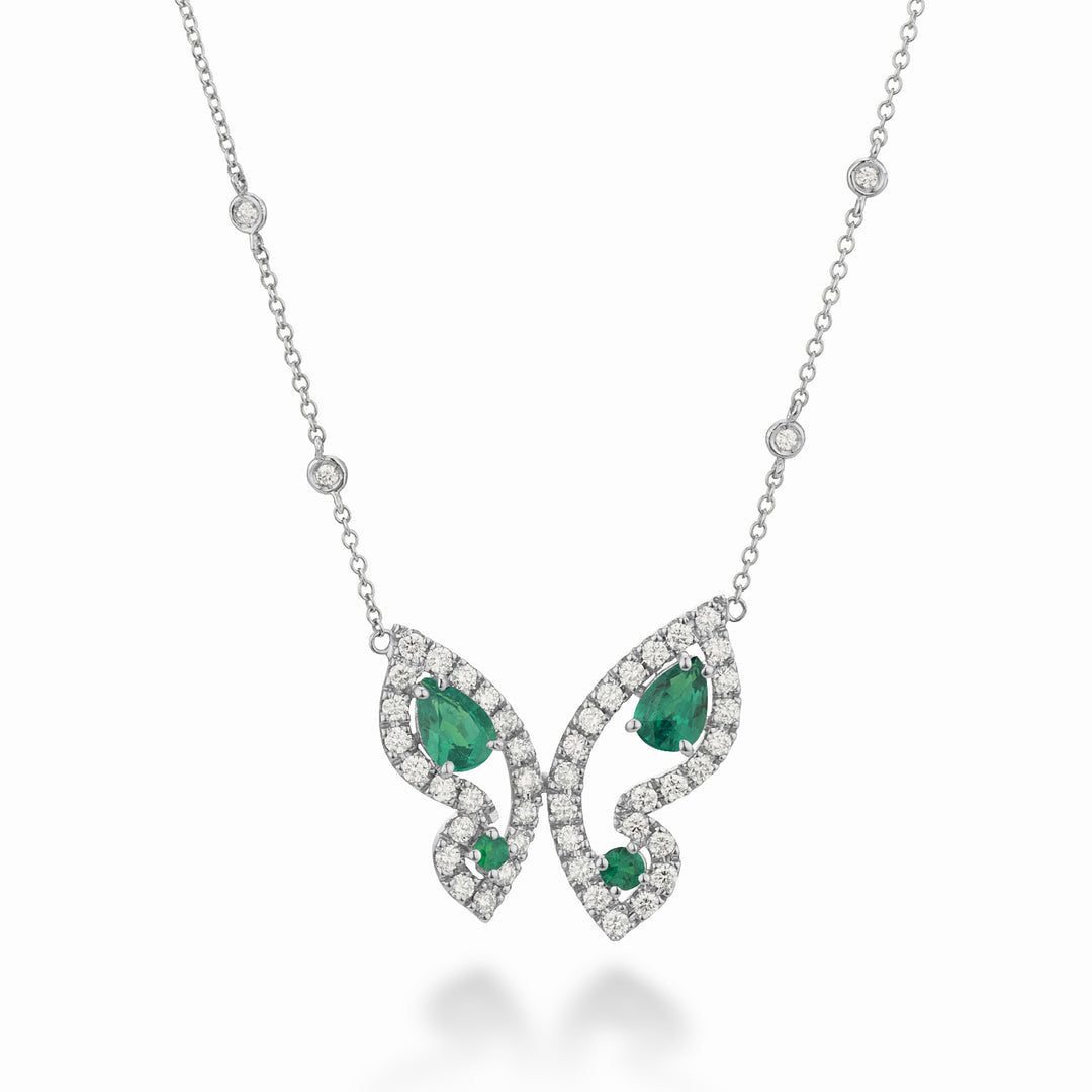 Gargantilha Golay grande mariposa com esmeraldas e diamantes GFFA008DISM-22259110063