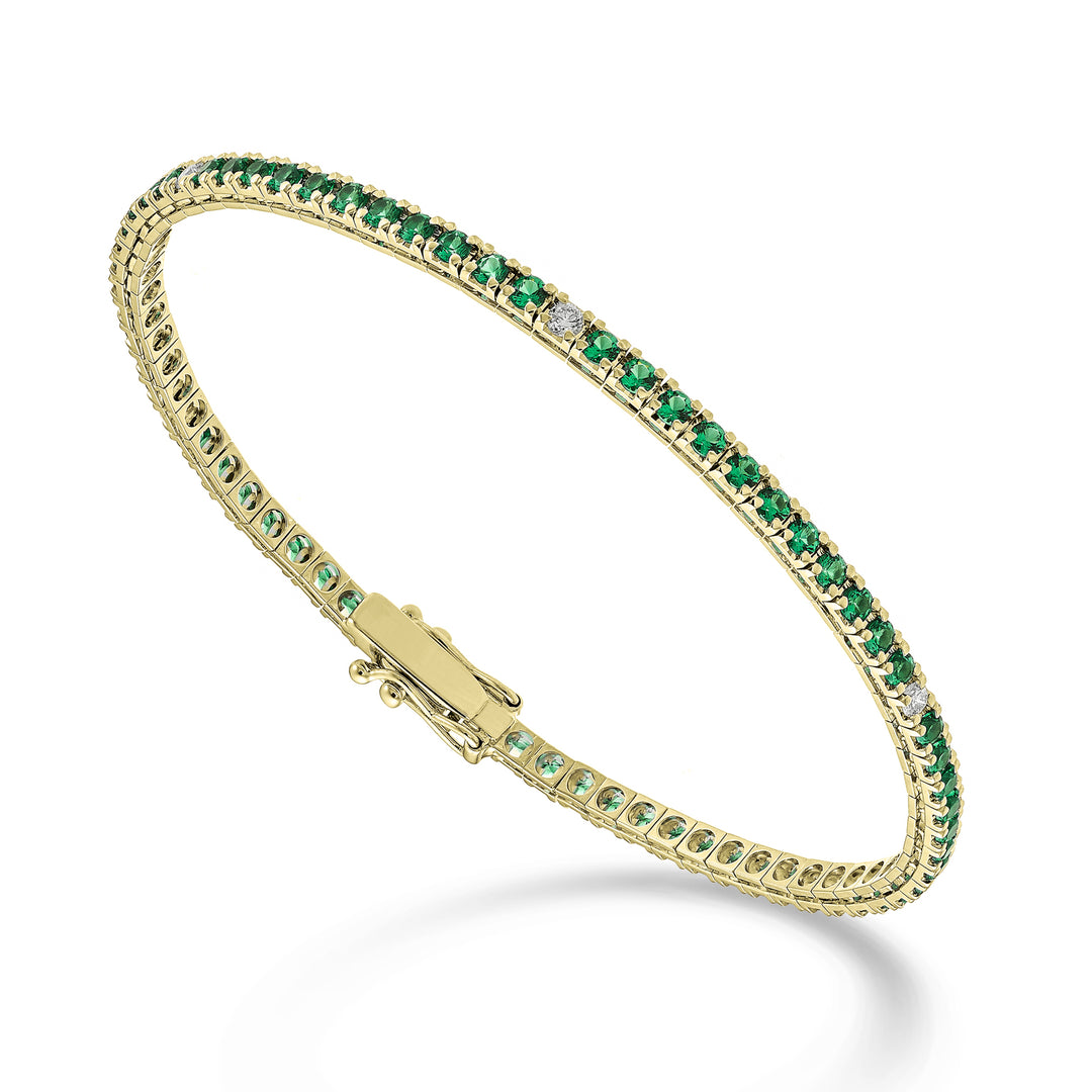Mikiko br tennis 18k smaragder 2,30 ct diamanter 0,22 ct 17,5 cm - 71 gula guldinställningar MBTQ250SMRDIO1