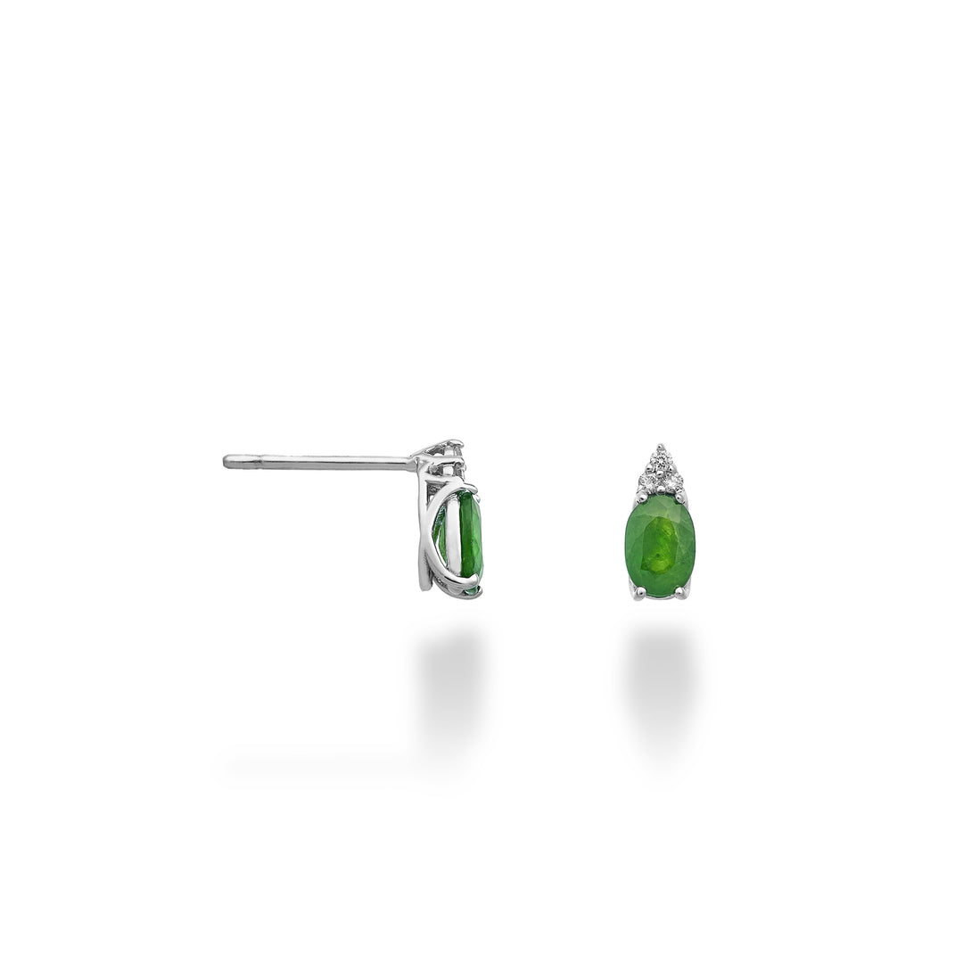 Nihama sau smarald oval de 18k 5x3 și trei diamante NO5182O4BE
