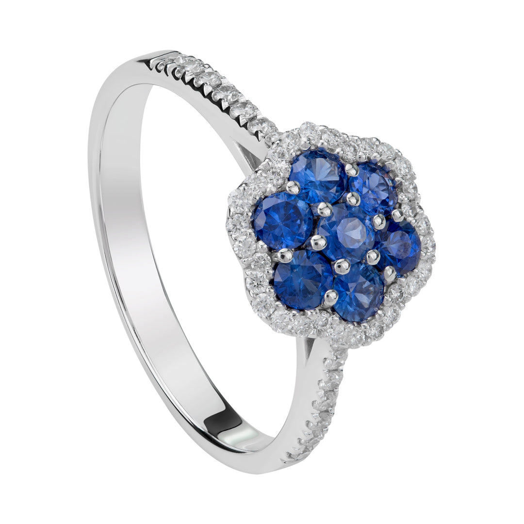 Golay multistone blomsterring med hvide pave safirer APV007DIZB-22144110011