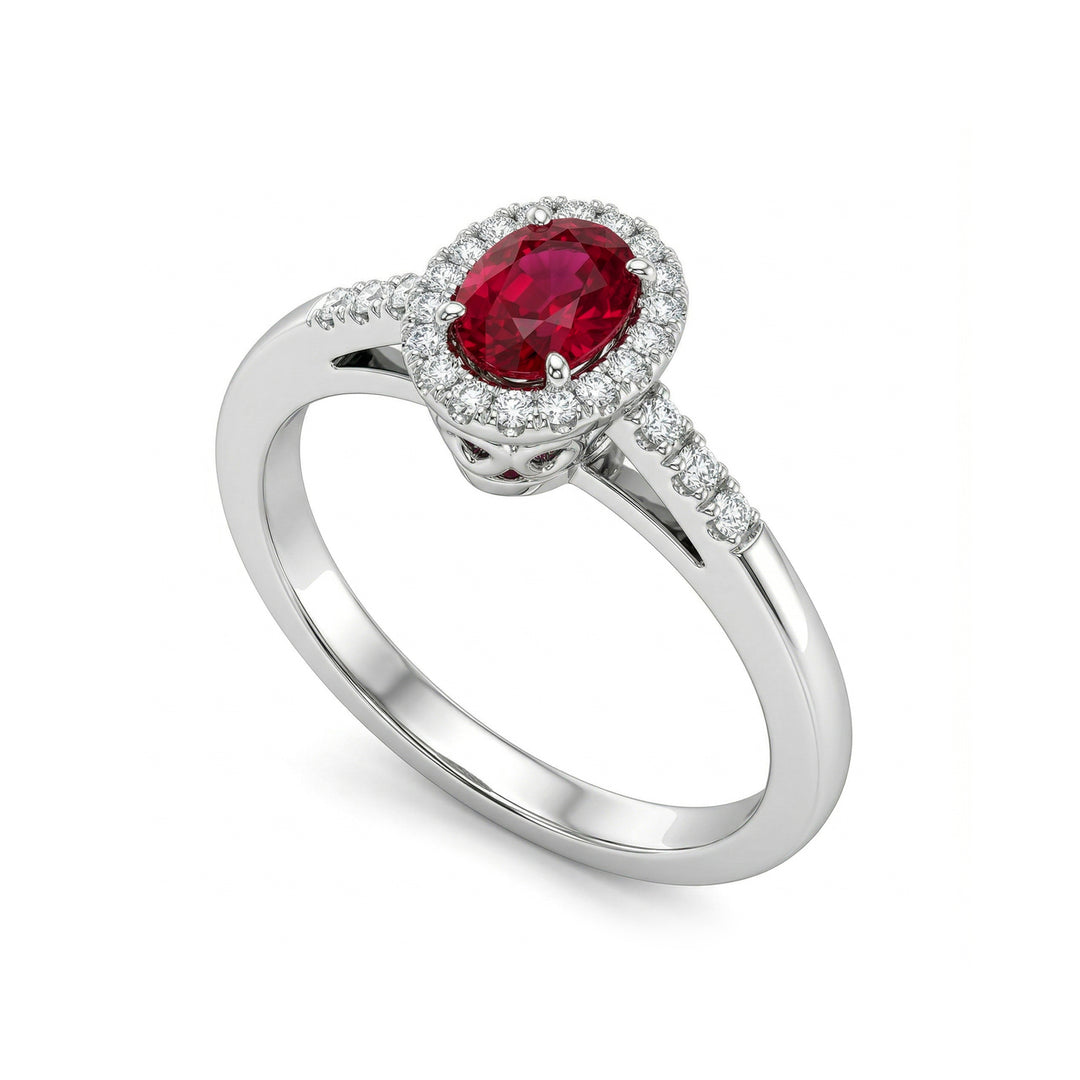 Bague Golay avec rubis ovale 6x4 et diamants contour ARB200RU-23019110026