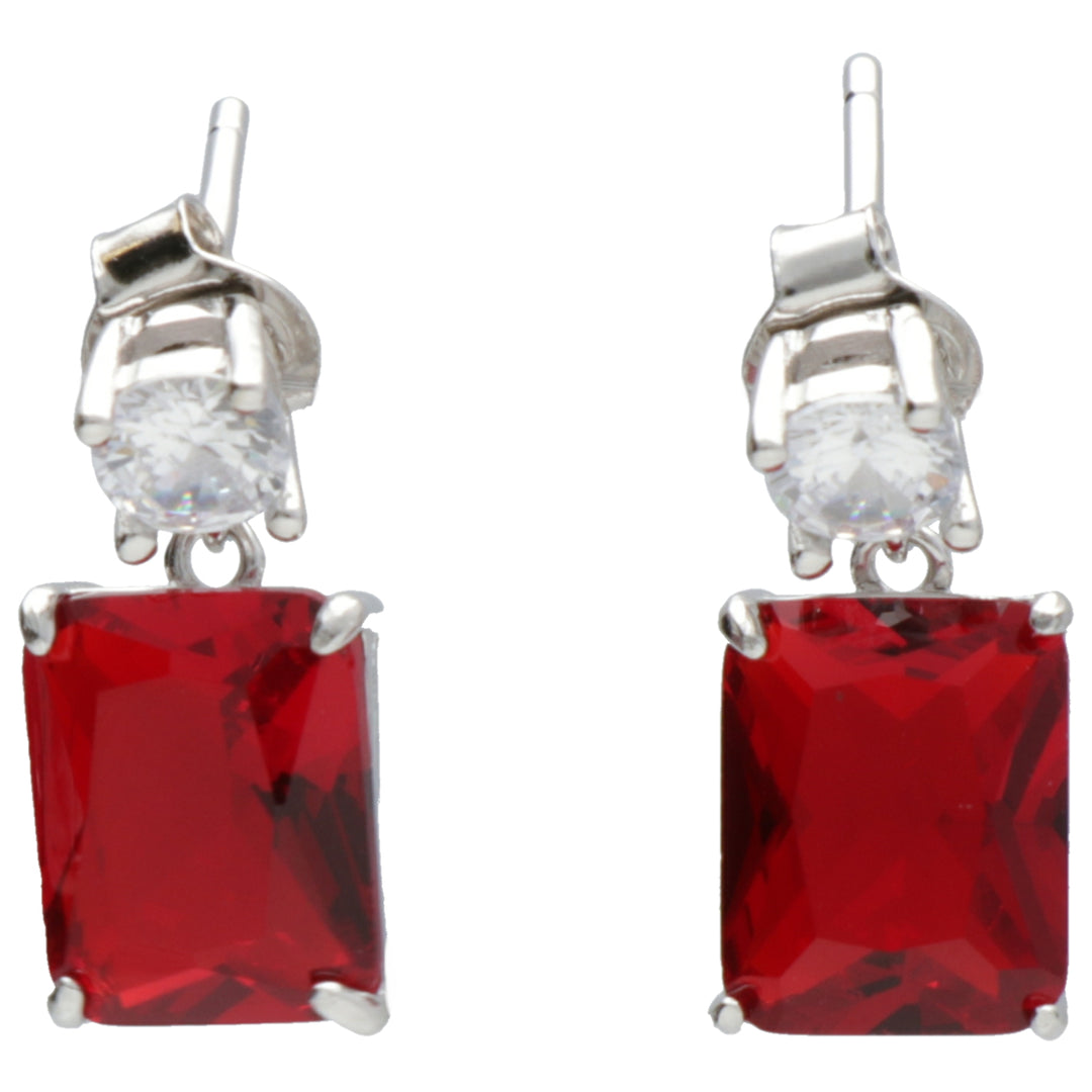 Mikiko o ag925 gema swarovski blanco y rojo MO7623A4RED00