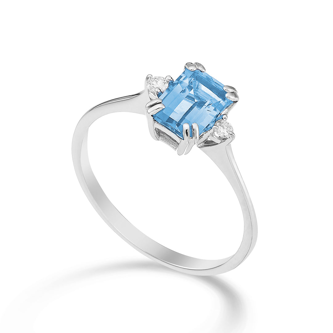 Mikiko une topaze bleue octogonale 18 carats 7x5 ct.1,20 diam. ct.0,05 MACL090DITPAZ2O4