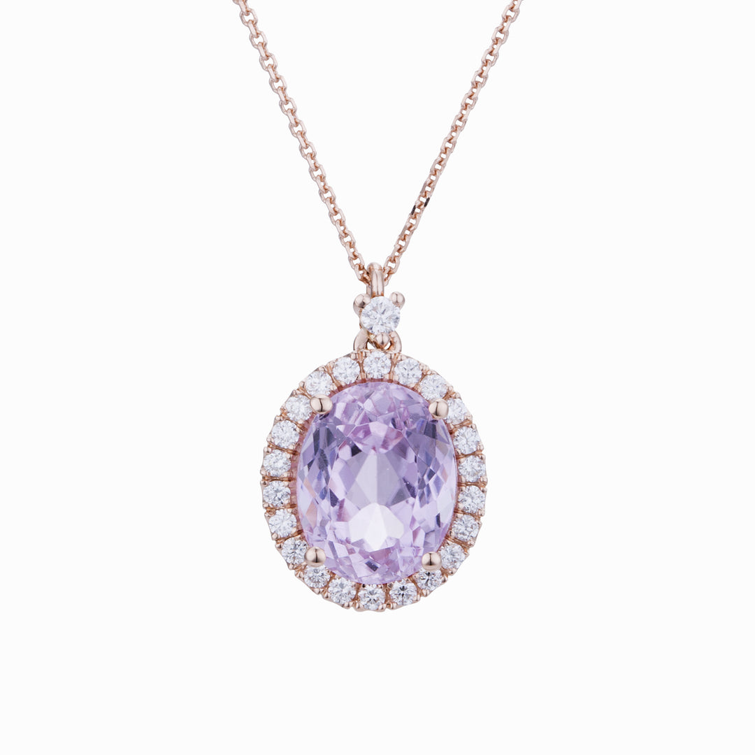 World Diamond Group ovalt kunzithalsband 6x4 och diamantkontur PCL070DIKZ64-23018110128