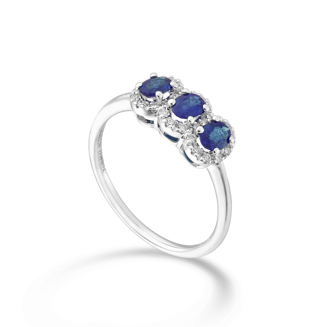 Mikiko en 18k oval trilogi safir 4x3 ct. 0,60 diam. 0.16 ct MA5194O4ZFD43
