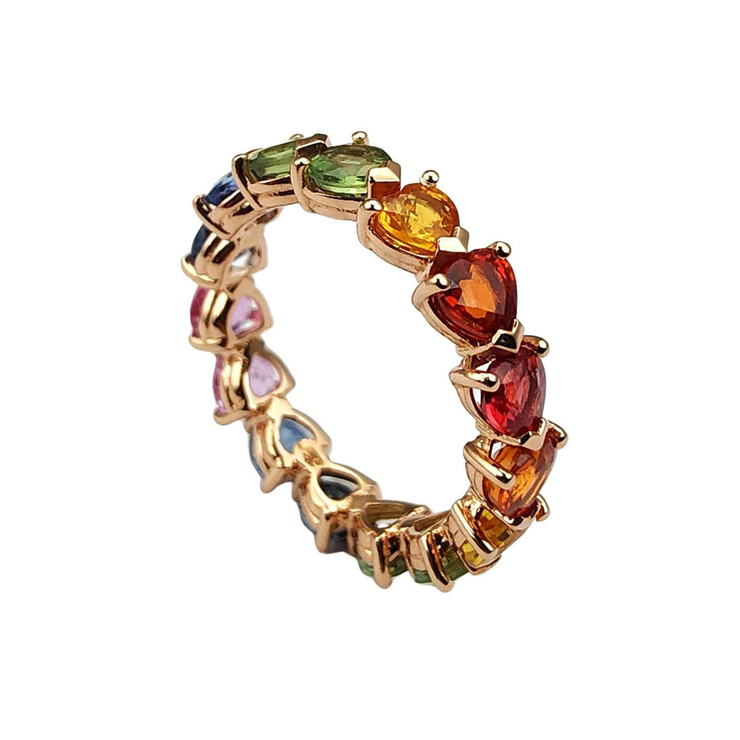 Bague gyroscopique Golay avec coeurs saphir multicolores AETL449MC4