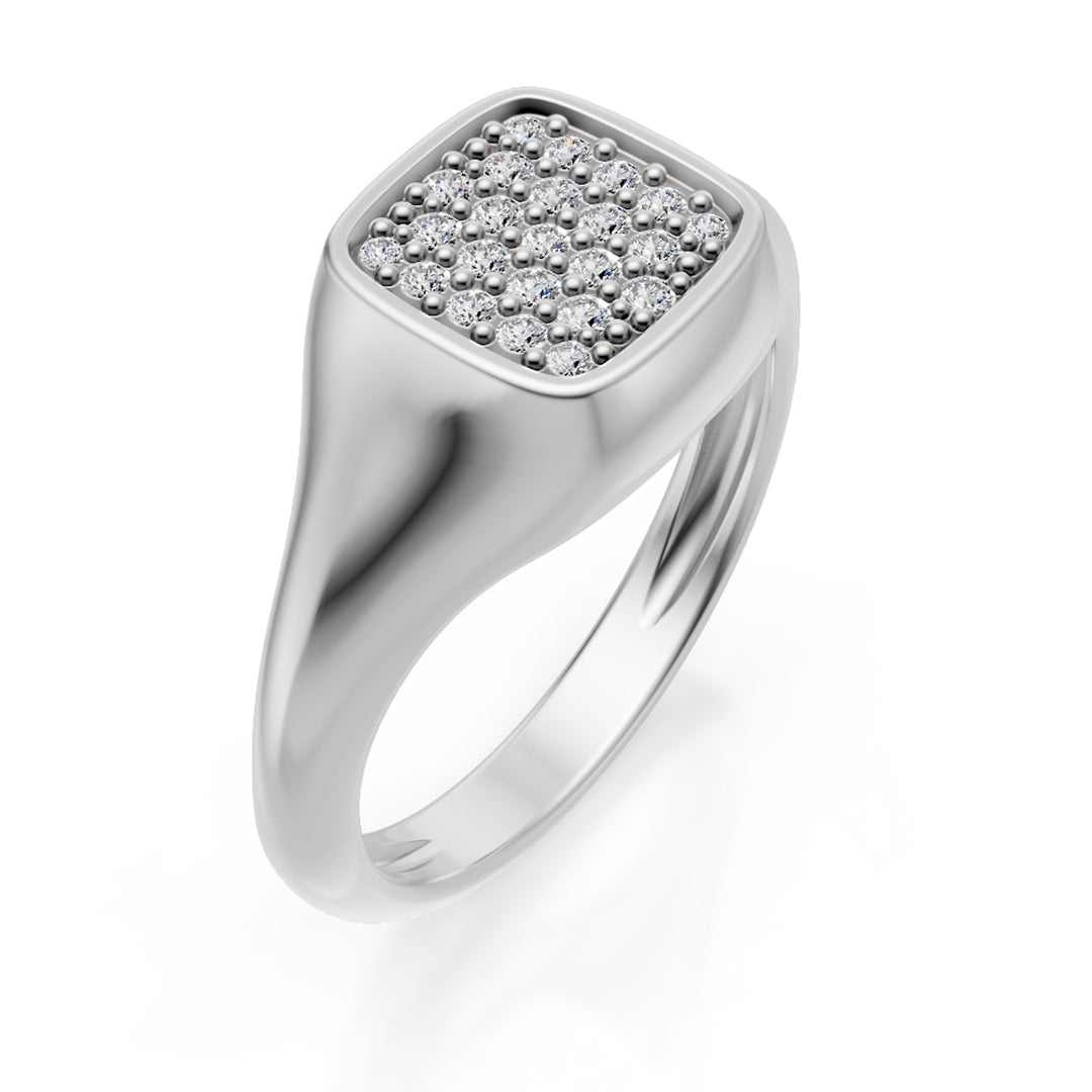 Anillo meñique cuadrado de World Diamond Group talla 10, oro blanco y diamantes ACH003DIB-24128110004