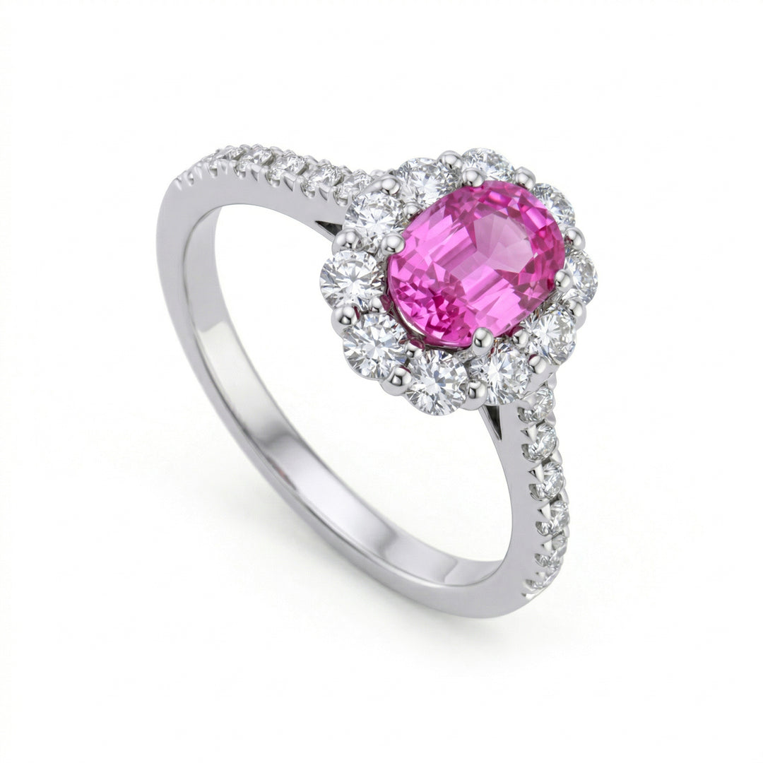 Golay pink oval safirring 6x5 kontur + stilk inkl. ACLC043DIZP-23310110082