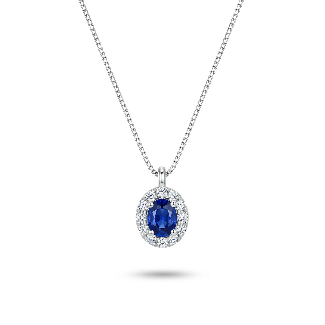 Nihama cl 18k safir oval 4x3 cu bordură diamant ND5201O4ZFD