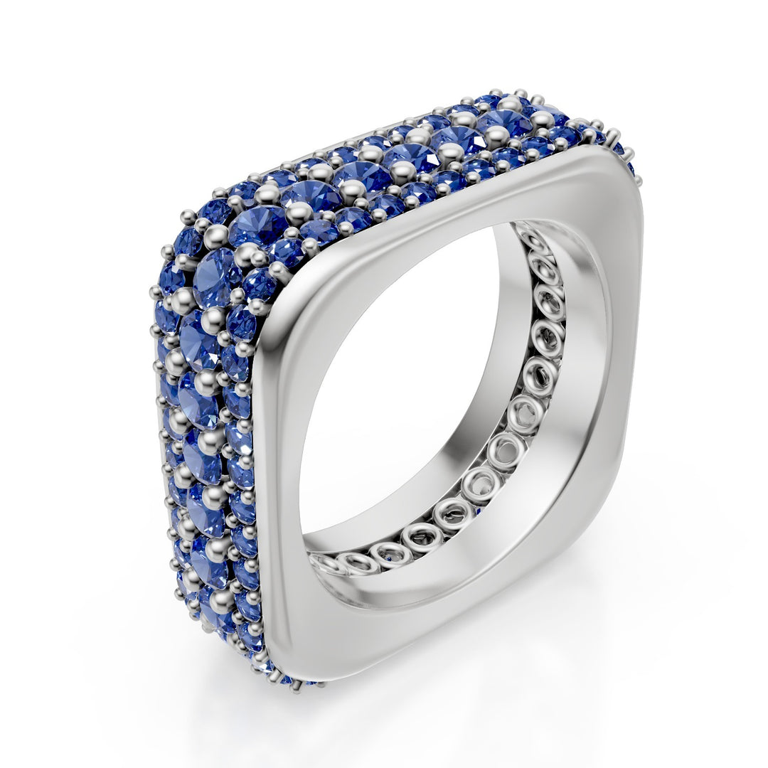 Golay anello girodito linea cubika 3 file zaffiri blu ACUBETZB2-20014110114