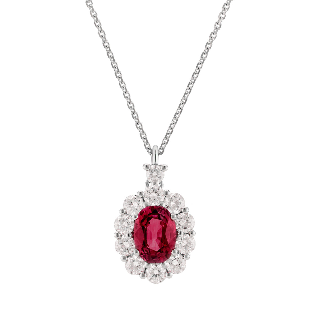 Colar oval Golay de rubi 7x5 e contorno de diamante PCL045DIRU1-25317110138