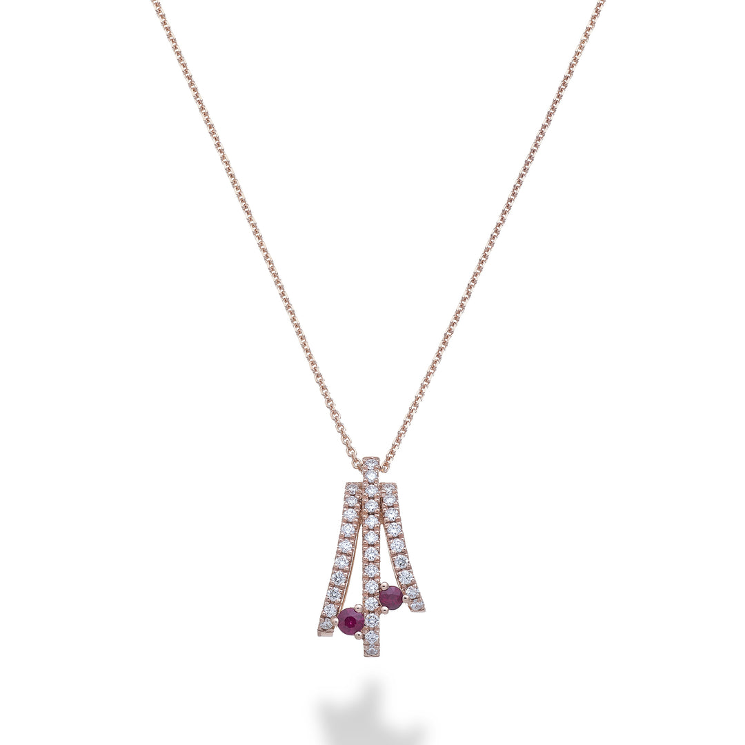 Golay treraders diamantkjede med to tangent rubiner GMF779DRUR-25335110175
