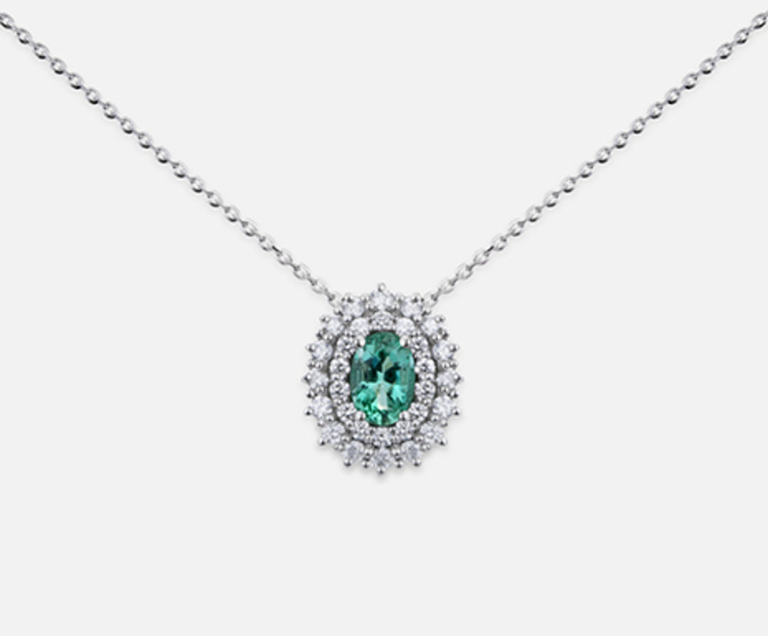 Nihama cl 18k Smaragd n. Oval 6x4 ct.0,35 Durchmesser 0,37 ND5060O4SMN035