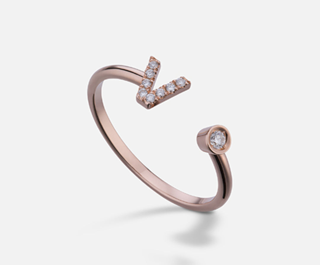 Golay uma letra 9k v pequeno ouro rosa diam. ct.0.07 GAFVD1R3