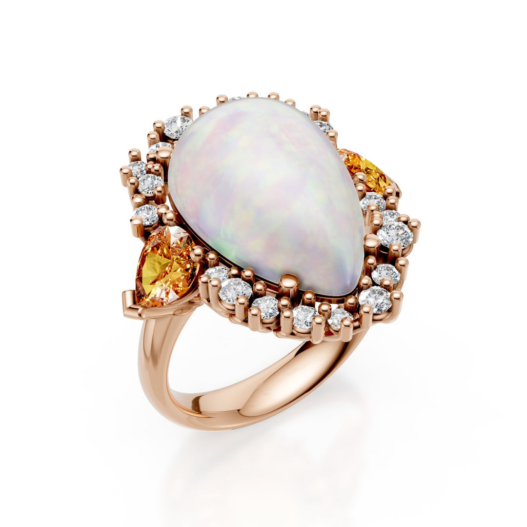 Golay opal halka cabochon damla 17x11, çok renkli damlalar ACLC742DMCOP1711-25213110008