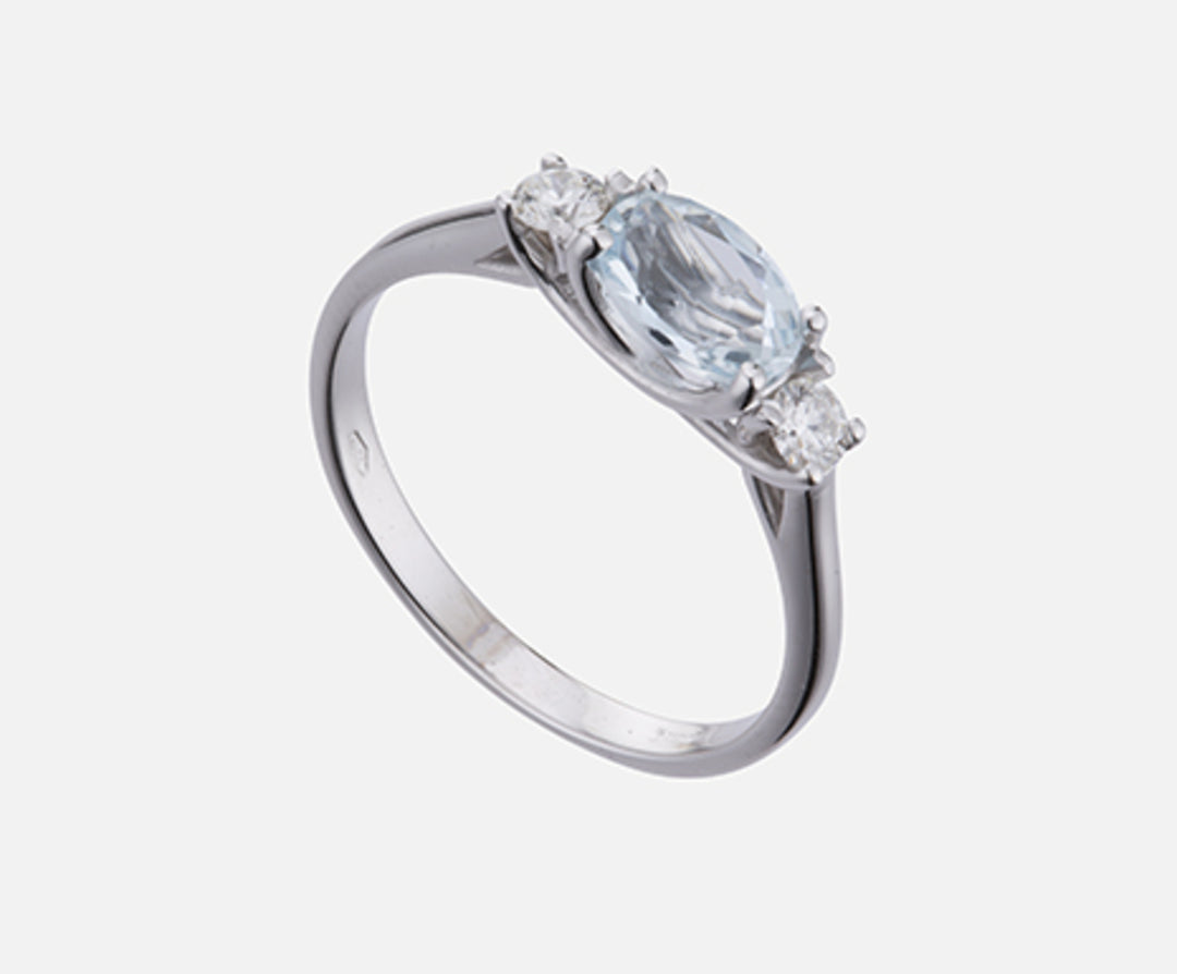 Nihama en 18k oval akvamarin 7x5 ct.0.50 dia ct.0.16 NA5113O4AM