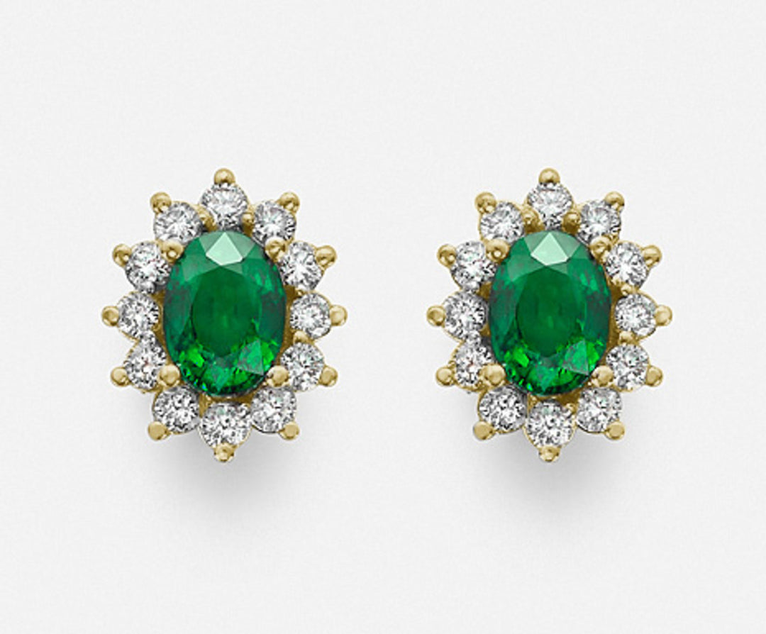 Nihama or 18k smeraldo n. ovale 7x5 ct.1,38 diam. ct.0,60 oro giallo NO5031O1SMN138