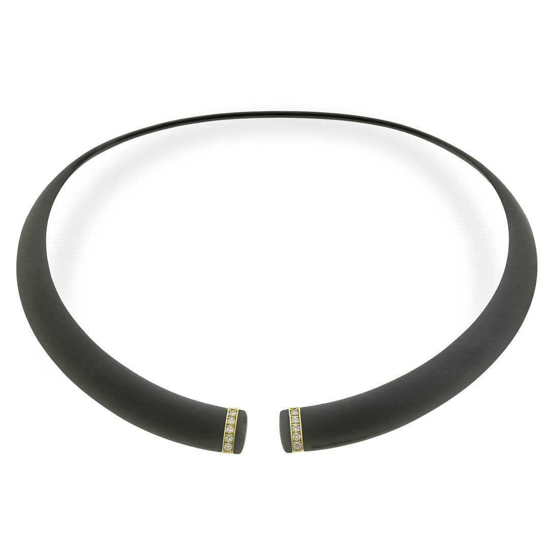 Gargantilla Golay de titanio negro con elementos de oro rosa de 18 quilates, engastada con diamantes, tamaño mediano GD013O3DINE_M