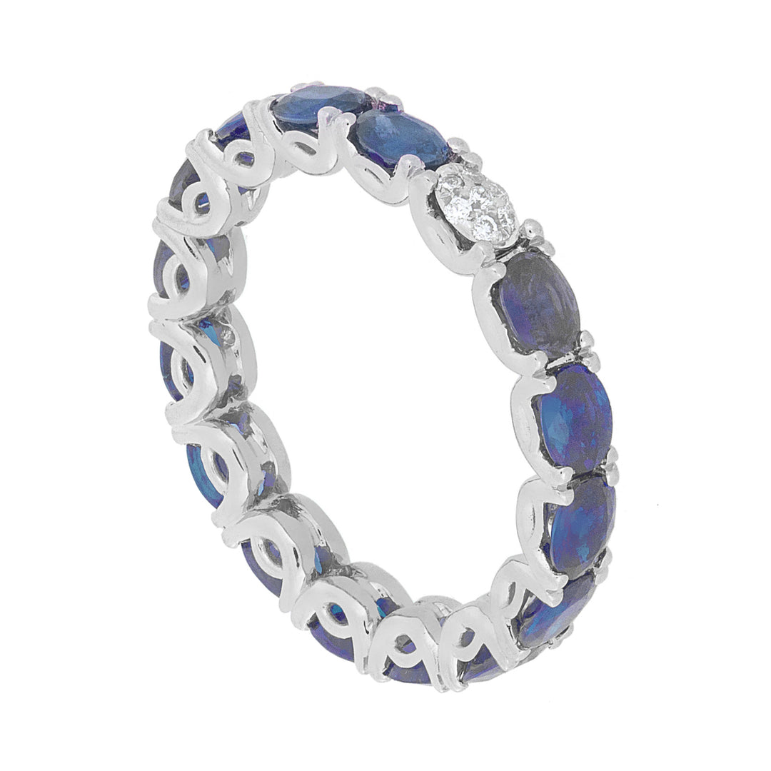 Golay anello girodito lineare zaffiri ovali e diamanti AET040WDIZB-16109110031