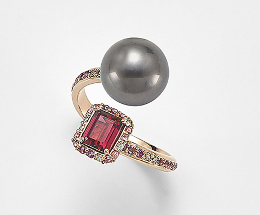 Golay an 18k sspb 10/11 ct.0,16 marrom diam, turmalina rosa e rodolita GA0772O3SANE100